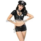 Костюм поліцейської JSY Sexy Lingerie чорний: топ + шорти + кашкет + краватка + наручники - Фото №1