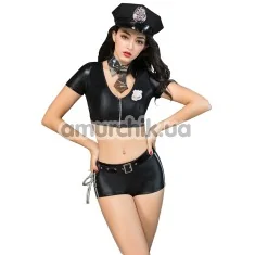 Костюм полицейской JSY Sexy Lingerie черный: топ + шорты + фуражка + галстук + наручники - Фото №1