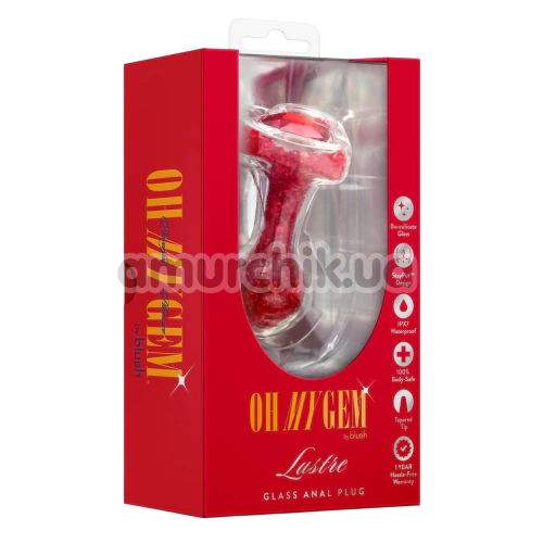 Анальная пробка Oh My Gem Lustre, красная