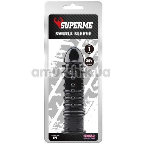Насадка на пеніс Superme Swirls Sleeve, чорна