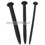 Набір з 3 уретральних вставок Screw Dilator Set, чорний - Фото №1