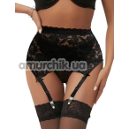 Комплект Star Night High Waisted Vintage Garter Set, черный: трусики-стринги + пояс для чулок - Фото №1