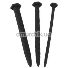 Набір з 3 уретральних вставок Screw Dilator Set, чорний - Фото №1