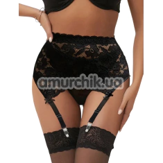 Комплект Star Night High Waisted Vintage Garter Set, черный: трусики-стринги + пояс для чулок - Фото №1