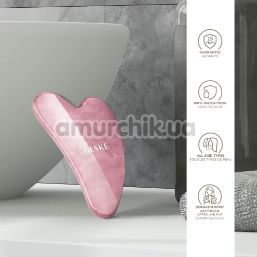 Массажер-скребок гуа ша Geske Rose Quartz Gua Sha 5 in 1, розовый