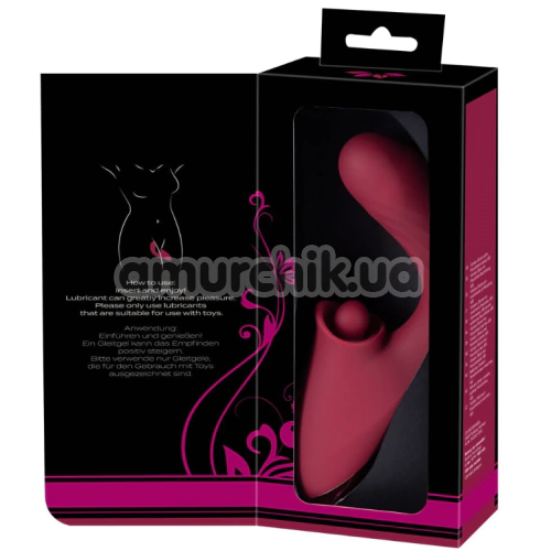 Вибратор клиторальный и для точки G с толчками Javida 3 Function Vibrator With Curved Shaft, бордовый