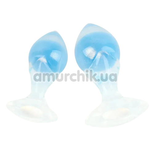 Анальная пробка Univibe Glow-In-Dark Smooth S, голубая