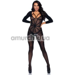 Комплект Leg Avenue Opaque Illusion Bodystocking, черный: комбинезон + боди - Фото №1