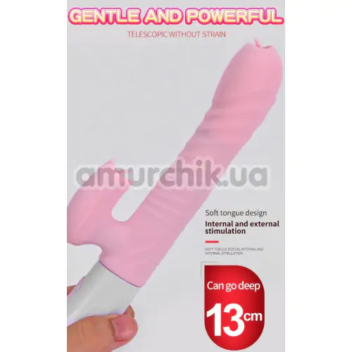 Вибратор с подогревом, ротацией и толчками FoxShow Silicone Heating and Thrusting Vibrator, розовый