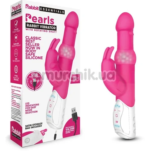 Вибратор Beads Rabbit Vibrator With Rotating Shaft, розовый