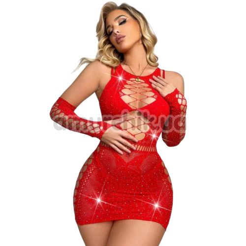 Платье Star Night Secret Garden Rhinestone Mini Dress, красное