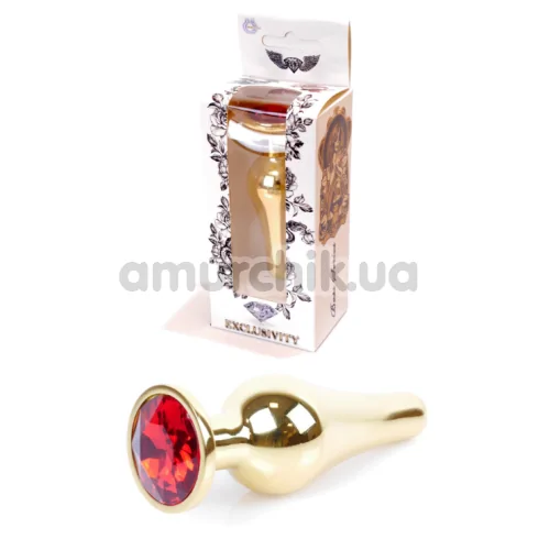 Анальная пробка с красным кристаллом Boss Series Exclusivity Jewellery Gold Plug, золотая