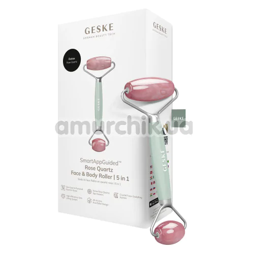 Роликовый массажер Geske Rose Quartz Face & Body Roller 5 in 1, зеленый