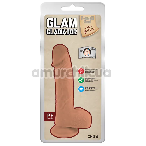 Фалоімітатор T-Skin Real Glam Gladiator, світло-коричневий