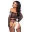 Комплект Leg Avenue Rhinestone Fishnet Crop Top Garter Set черный: укороченный топ + трусики-стринги + чулки + пояс для чулок - Фото №5