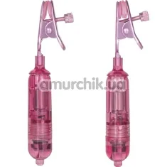 Зажимы для сосков с вибрацией Nipple Play One Touch Micro Vibro Clamps, розовые - Фото №1