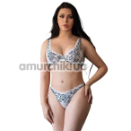 Комплект Star Night Sexy Floral Two-Tone Lace Set, черно-белый: бюстгальтер + трусики-стринги - Фото №1