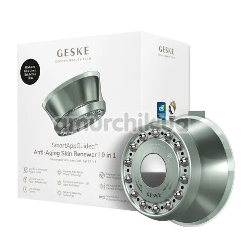 Микротоковый LED-излучатель для восстановления кожи лица Geske Anti-Aging Skin Renewer Metallic 9 in 1, зеленый