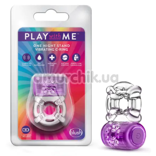 Віброкільце для члена Play With Me One Night Stand Vibrating C-Ring, фіолетове