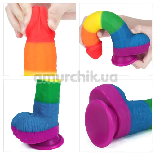Фаллоимитатор LoveToy Prider 9, радужный