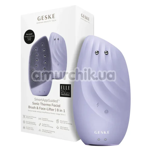 Щетка для лица Geske Sonic Thermo Facial Brush & Face-Lifter 8 in 1, сиреневая