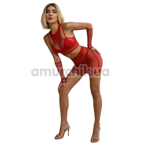 Комплект Star Night Mesh Set, червоний: топ + спідниця