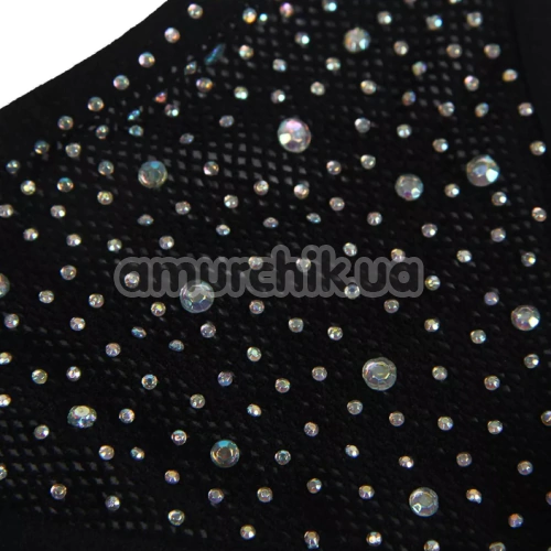 Комплект Star Night Sinful Luxe Diamond Fishnet Set, черный: бюстгальтер + пояс для чулок + перчатки + трусики-стринги + чулки