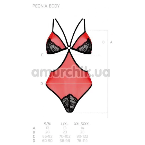 Боди Passion Free Your Senses Erotic Line Peonia, красно-черное