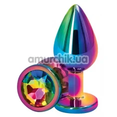Анальна пробка з райдужним кристалом Loveshop Seamless Butt Plug L, райдужна - Фото №1