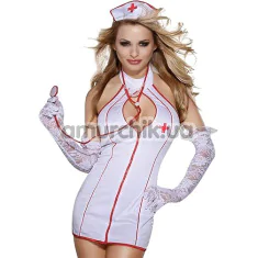 Костюм медсестри Sunspice 81330, білий: сукня + трусики-стрінги + головний убір - Фото №1