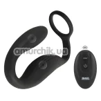 Вибростимулятор простаты с эрекционным кольцом Black Velvets Cock Ring With RC Butt Plug, черный - Фото №1