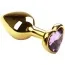 Анальна пробка з рожевим кристалом SWAROVSKI Gold Heart Tourmalin, золота