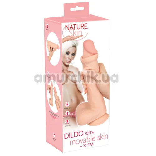 Фалоімітатор Nature Skin Dildo With Movable Skin 25 см, тілесний