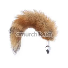 Анальная пробка c коричневым хвостом Mai Attraction Pleasure Toys N50, серебряная - Фото №1