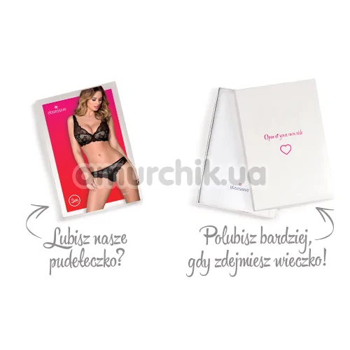 Комплект Obsessive 853-SET-1 черный: бюстгальтер + трусики-стринги
