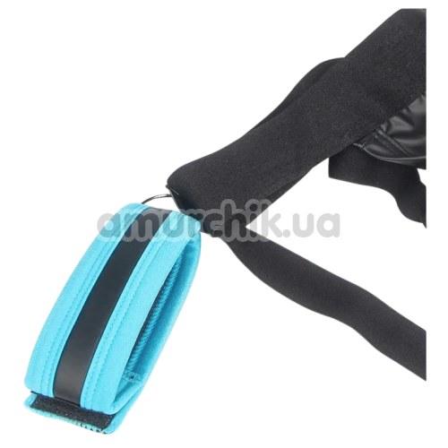 Комплект мужской Star Night Men's Set With Harness & Wrist Restraints, черно-голубой: портупея + трусы-джоки + фиксаторы для рук