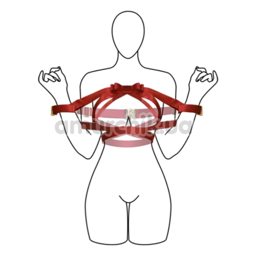 Бондажний набір Upko Bowknot Body Straps Bondage Set Top, червоний