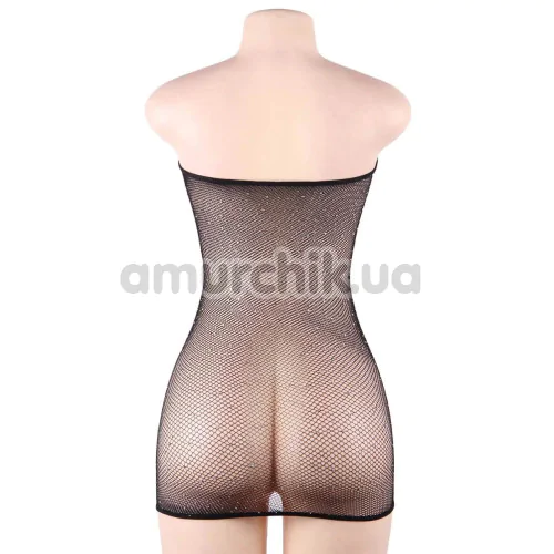 Платье Star Night Fishnet Off-The-Shoulder Solid Rhinestone Dress, черное
