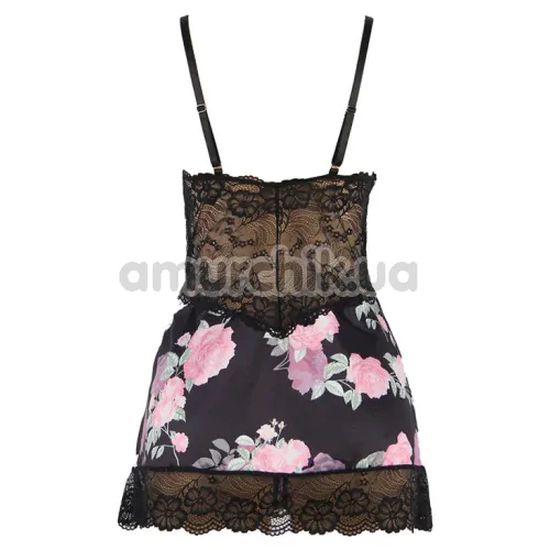 Комплект Star Night Floral Mesh Set, черный: пеньюар + трусики-стринги