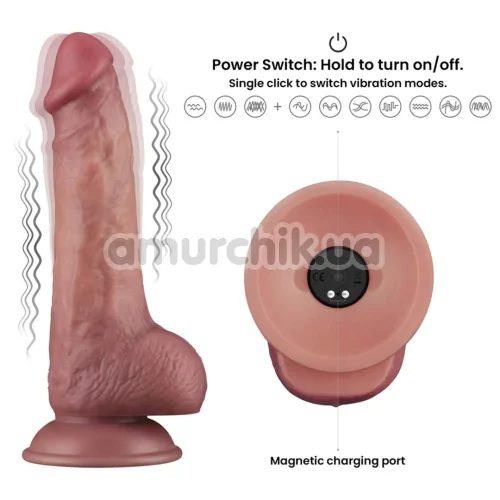 Вібратор Lovetoy Dual Density Power Cock 8.5, коричневий