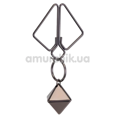Зажимы для сосков Lockink Minimalism Metal Nipple Clamps with Heavy Pendant And Rings, серые