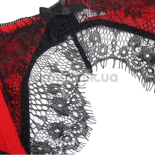 Комплект Star Night Tender Bow Mesh Garter Belt, червоний: пояс для панчіх + трусики-стрінги