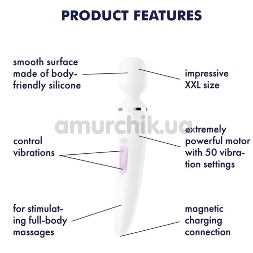 Универсальный вибромассажер Satisfyer Wand-er Woman, белый