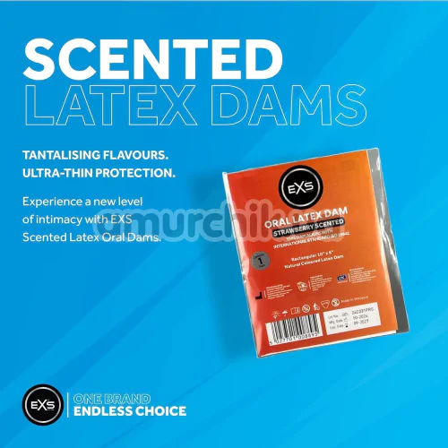 Салфетка для орального секса EXS Oral Latex Dam Strawberry Scented - клубника, 1 шт