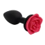 Анальная пробка с красной розой Alume Silicone Rose Plug S, черная - Фото №2