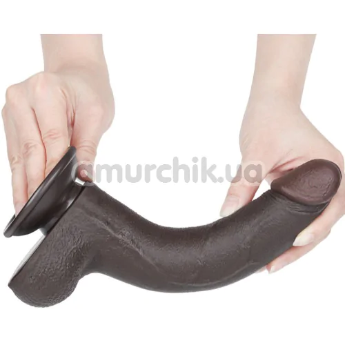 Фаллоимитатор Sliding-Skin Dual Layer Dong 8.5 с мошонкой, коричневый