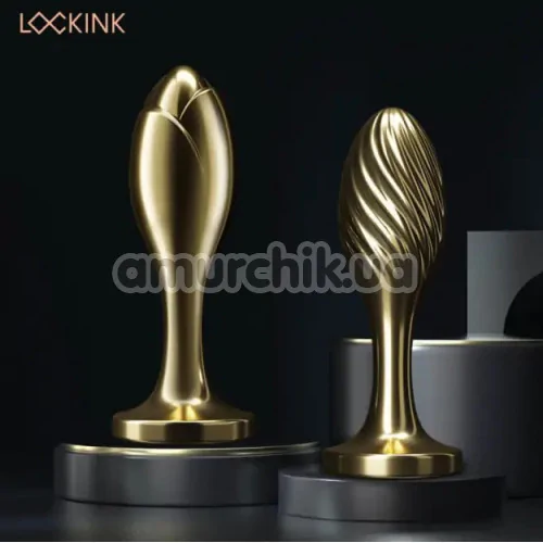 Анальная пробка с белым хвостиком Lockink Sevanda White Fox-Tail Anal Plug Rose, золотая