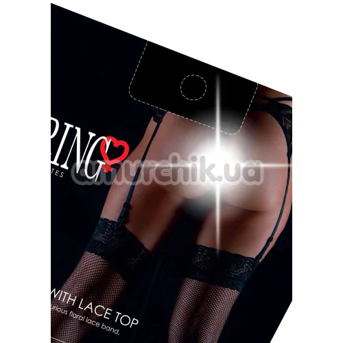 Чулки Daring Intimates Net Stockings with Lace Top, черные