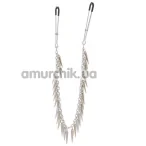 Затискачі для сосків з шипами Lucky Bay Nipple Play Chain And Spike, сріблясті - Фото №1