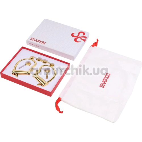 Наручники Lockink Sevanda Love-Slave & Pretty-Sub BDSM Bondage-Toy Handcuffs, золоті